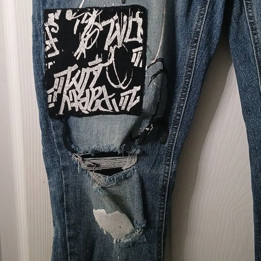 Rue21 Men's Graphic  Skinny Supreme Flex Black Jeans 32/32